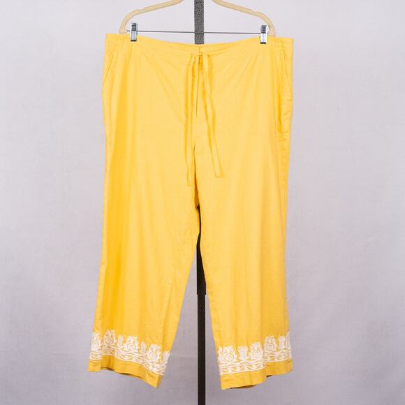 Talbots Embroidered Linen Blend Crop Pants Womens Size 18 Beach Coastal Colorful - Picture 1 of 5